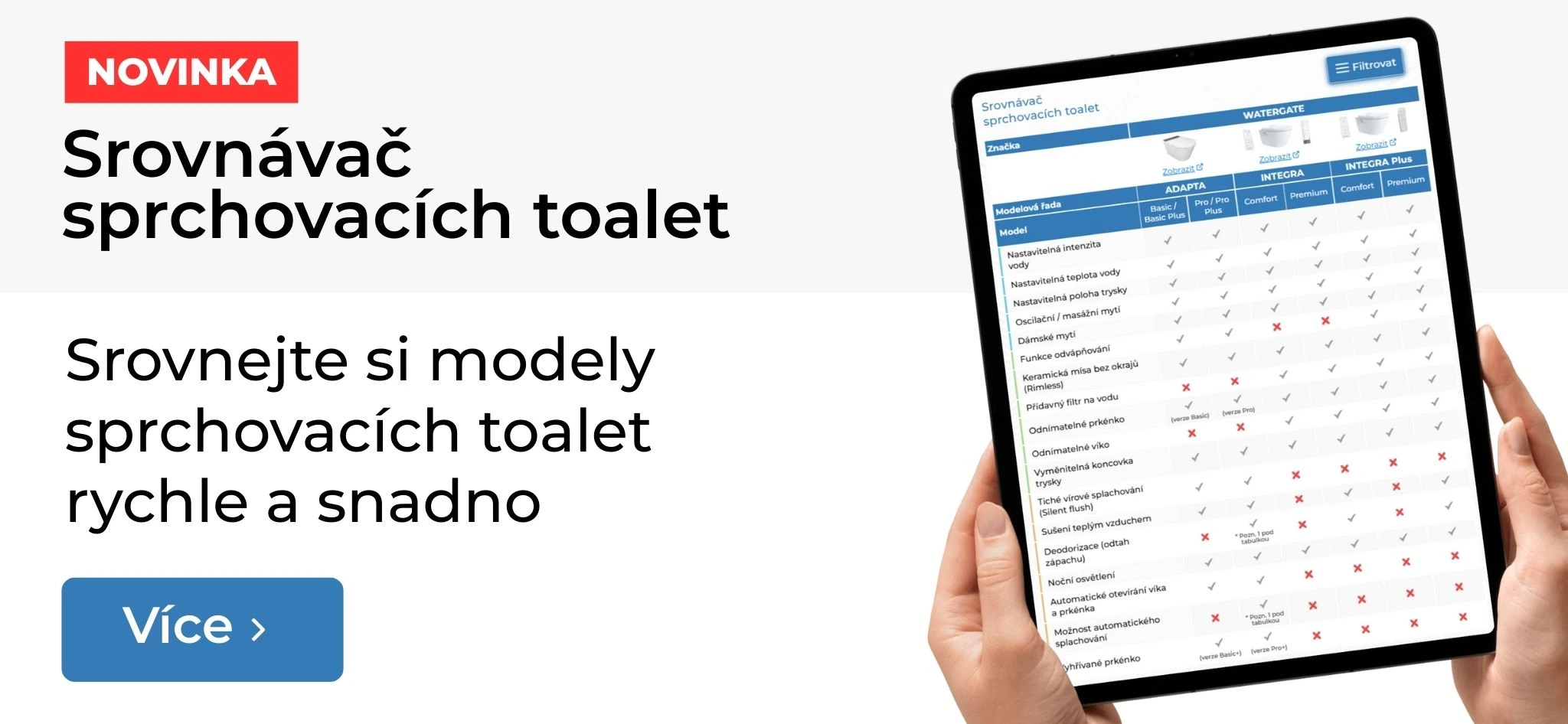 Srovnávač sprchovacích toalet
